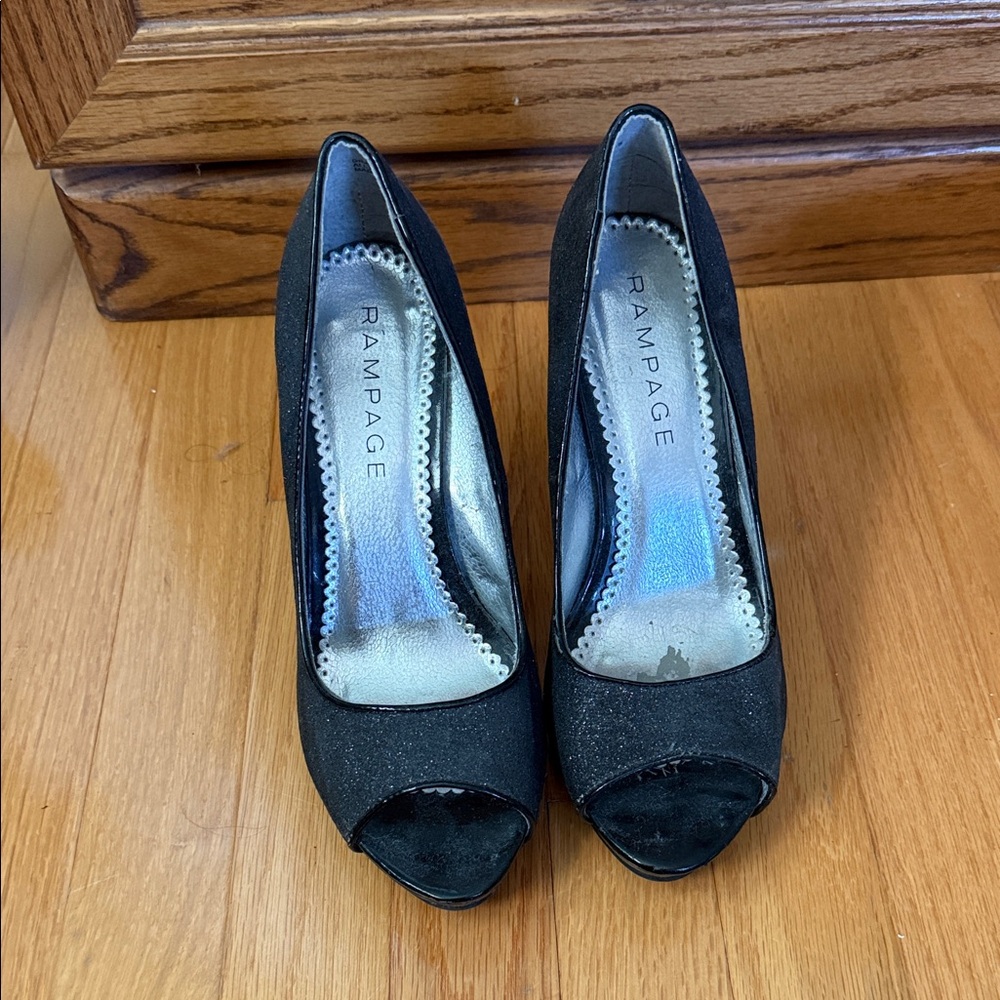 Rampage Classic Black Peep Toe Heels